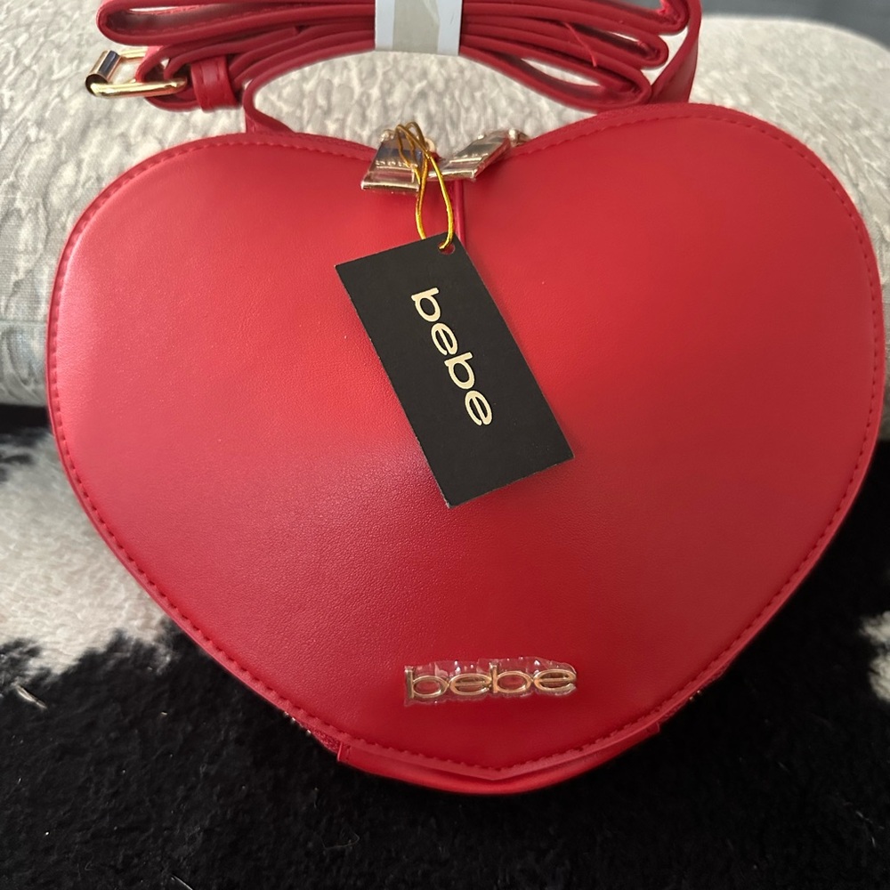 Bebe Malou Vibrant Red Heart Crossbody Bag